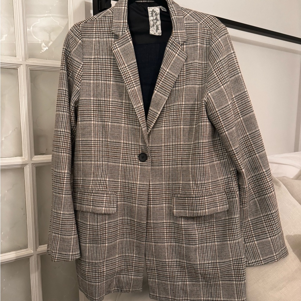 Houndstooth pattern 1 button blazer - Picture 2 of 7